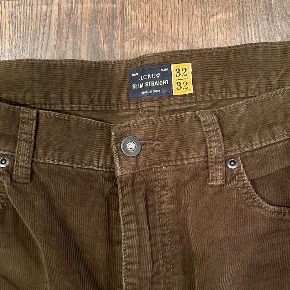 J. Crew Slim Straight Corduroy Pants in Brown